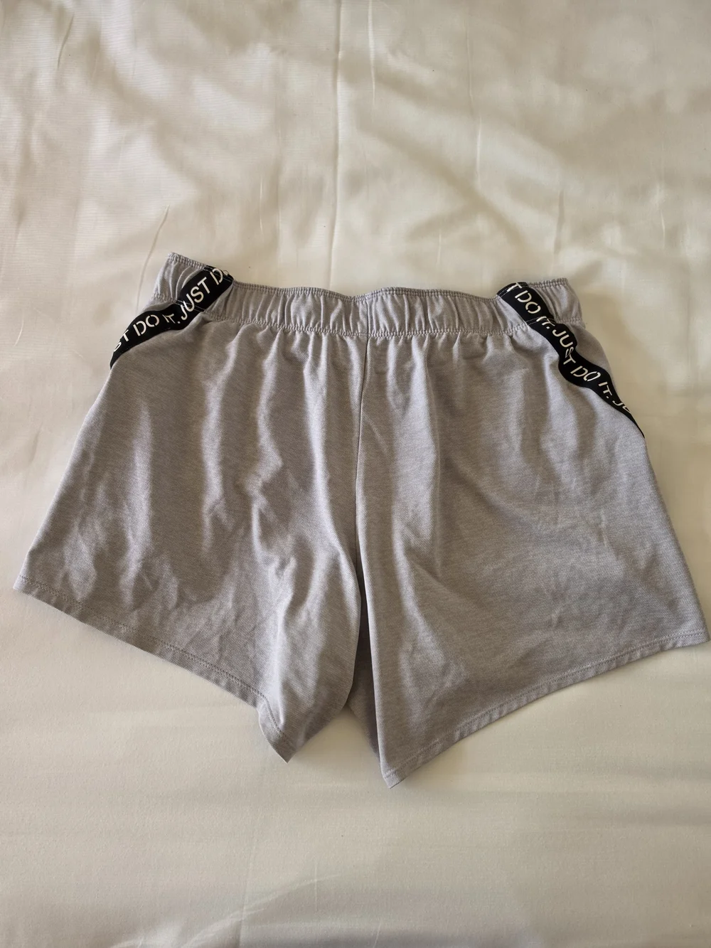 Nike Gray Women's Athletic Shorts with 'Just Do It' Trim